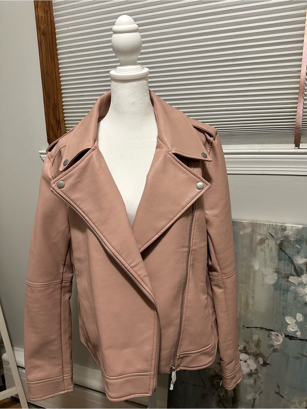 LOFT Dusty Rose Faux Leather Moto Jacket